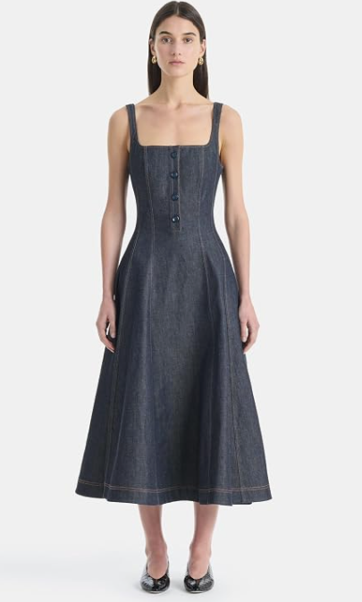 Altuzarra Orrie Denim Midi Dress — Dark Indigo
