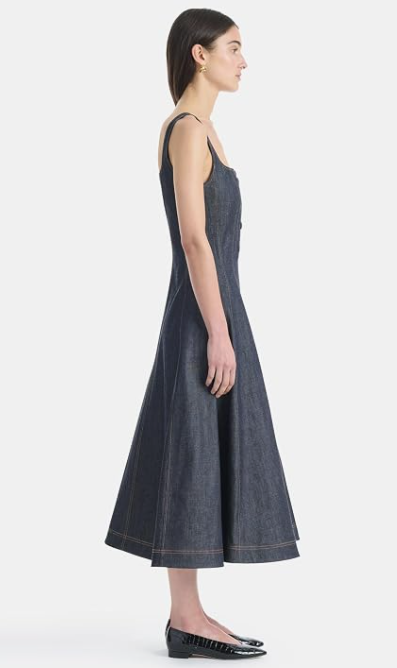 Altuzarra Orrie Denim Midi Dress — Dark Indigo